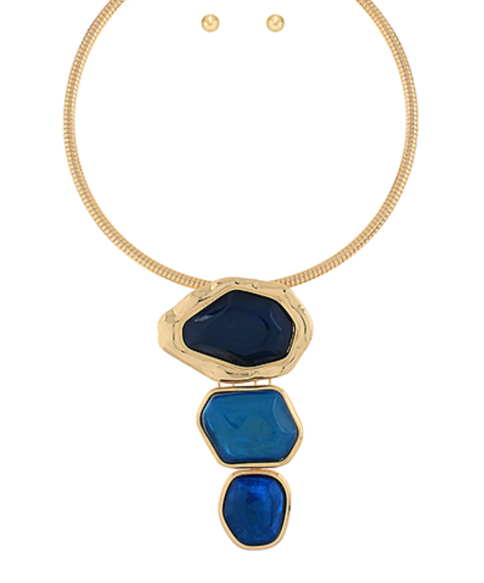 3 Geometric Charm Omega Necklace Set