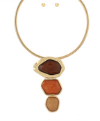 3 Geometric Charm Omega Necklace Set