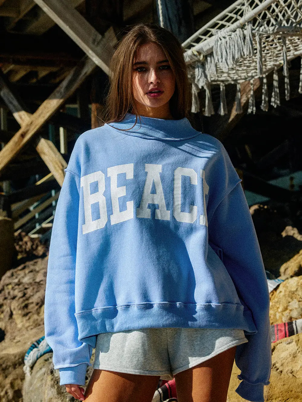 Beach Reversible Mock Neck Sweatshirt