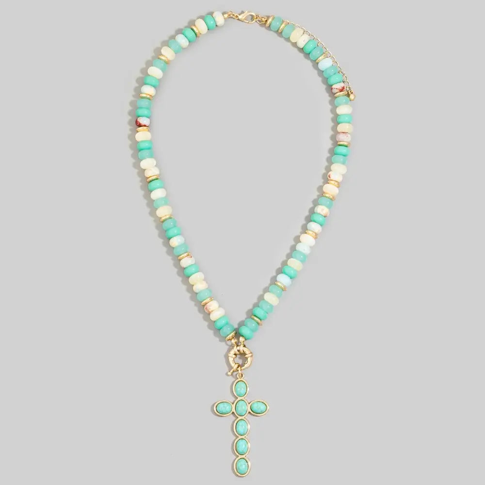 Grace Semi Precious Stone Cross Necklace