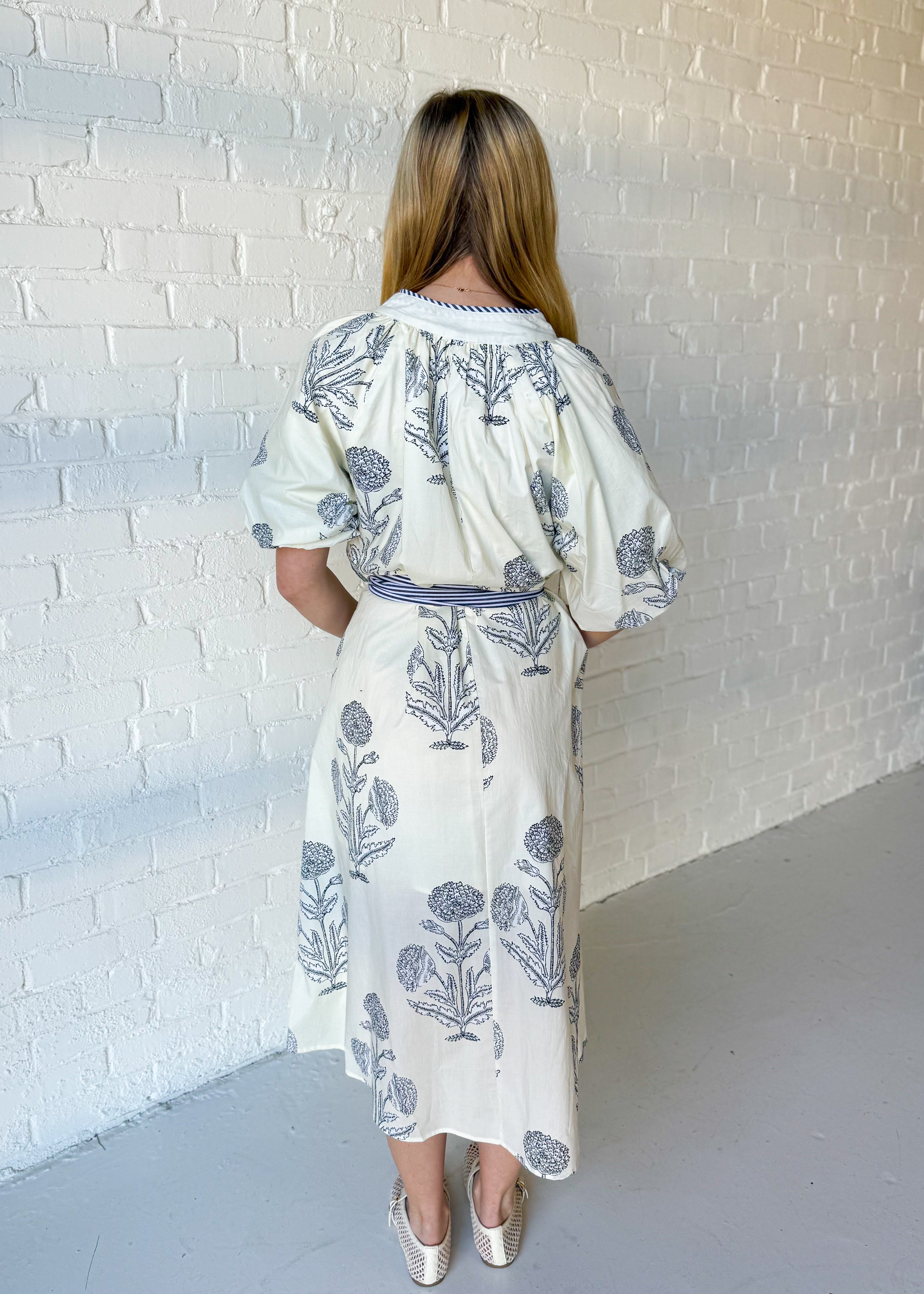 Luna Bloom Belted Midi Dress