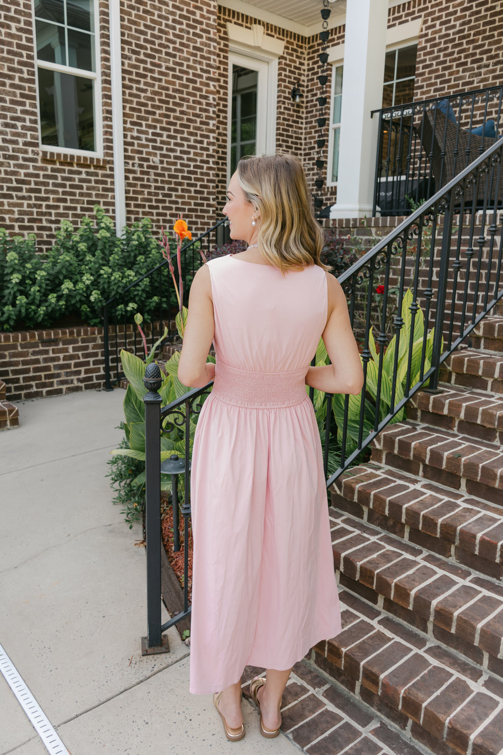 Maci Scalloped Button-Front Midi Dress