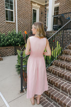 Maci Scalloped Button-Front Midi Dress