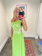 Virelle Petal Wave One-Shoulder Maxi Dress