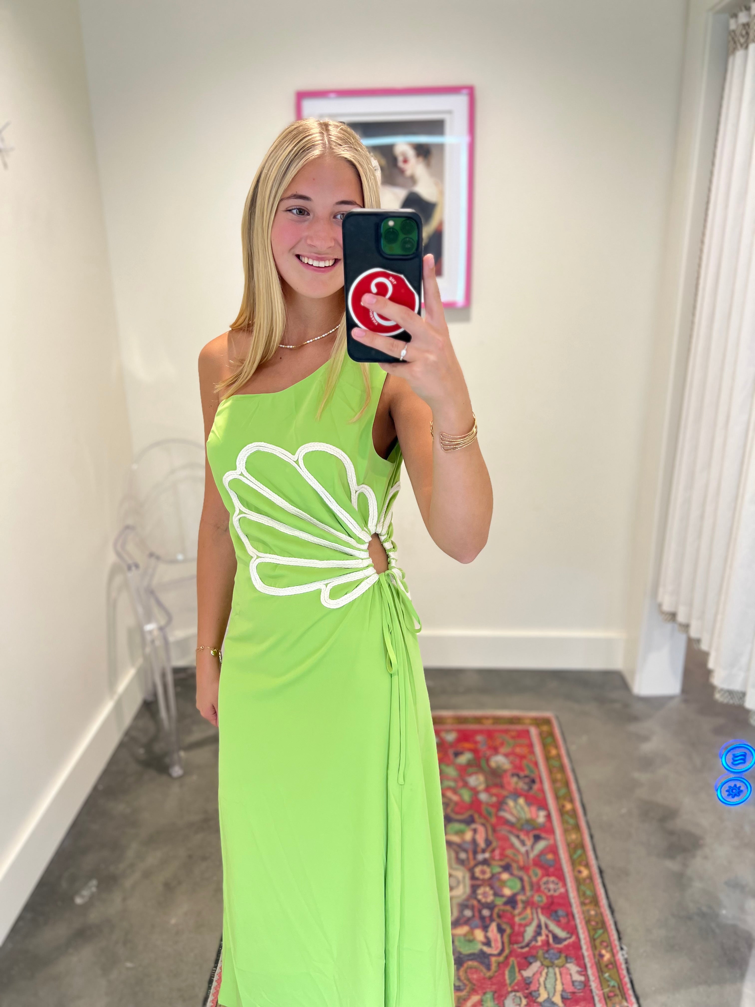 Virelle Petal Wave One-Shoulder Maxi Dress