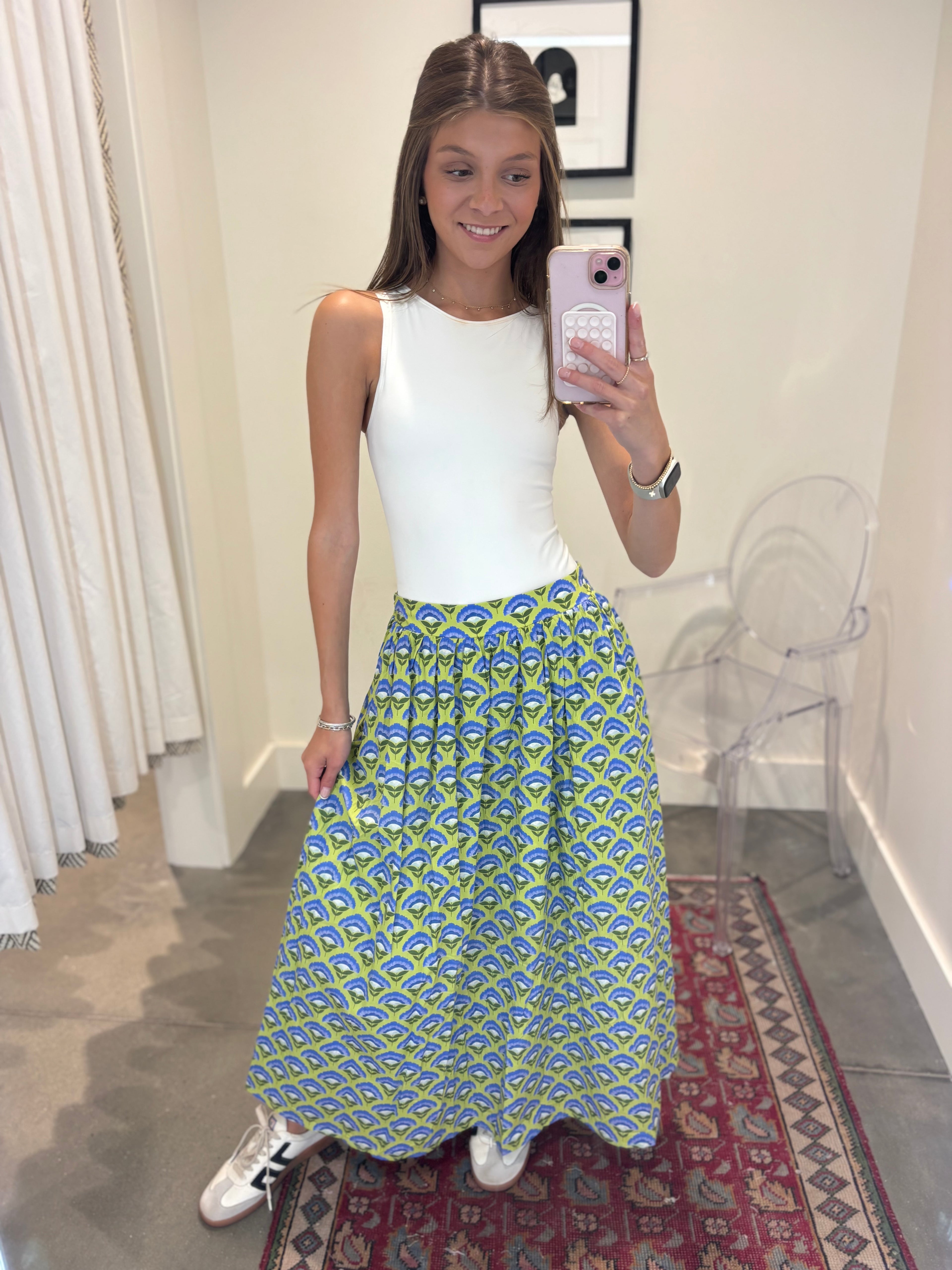 The Bradford Green Midi Skirt