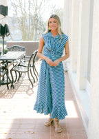Anika Striped Tie Waist Midi Dress