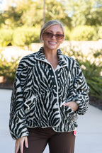 Sylvia Zebra Print Sherpa Jacket