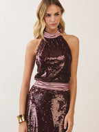 Laney Sequin Contrast Striped Top