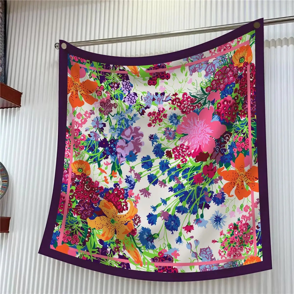Lily Floral Twill Silk Scarf