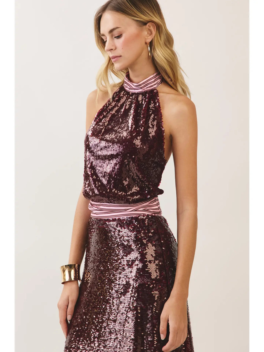 Laney Sequin Contrast Striped Top