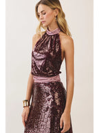 Laney Sequin Contrast Striped Top
