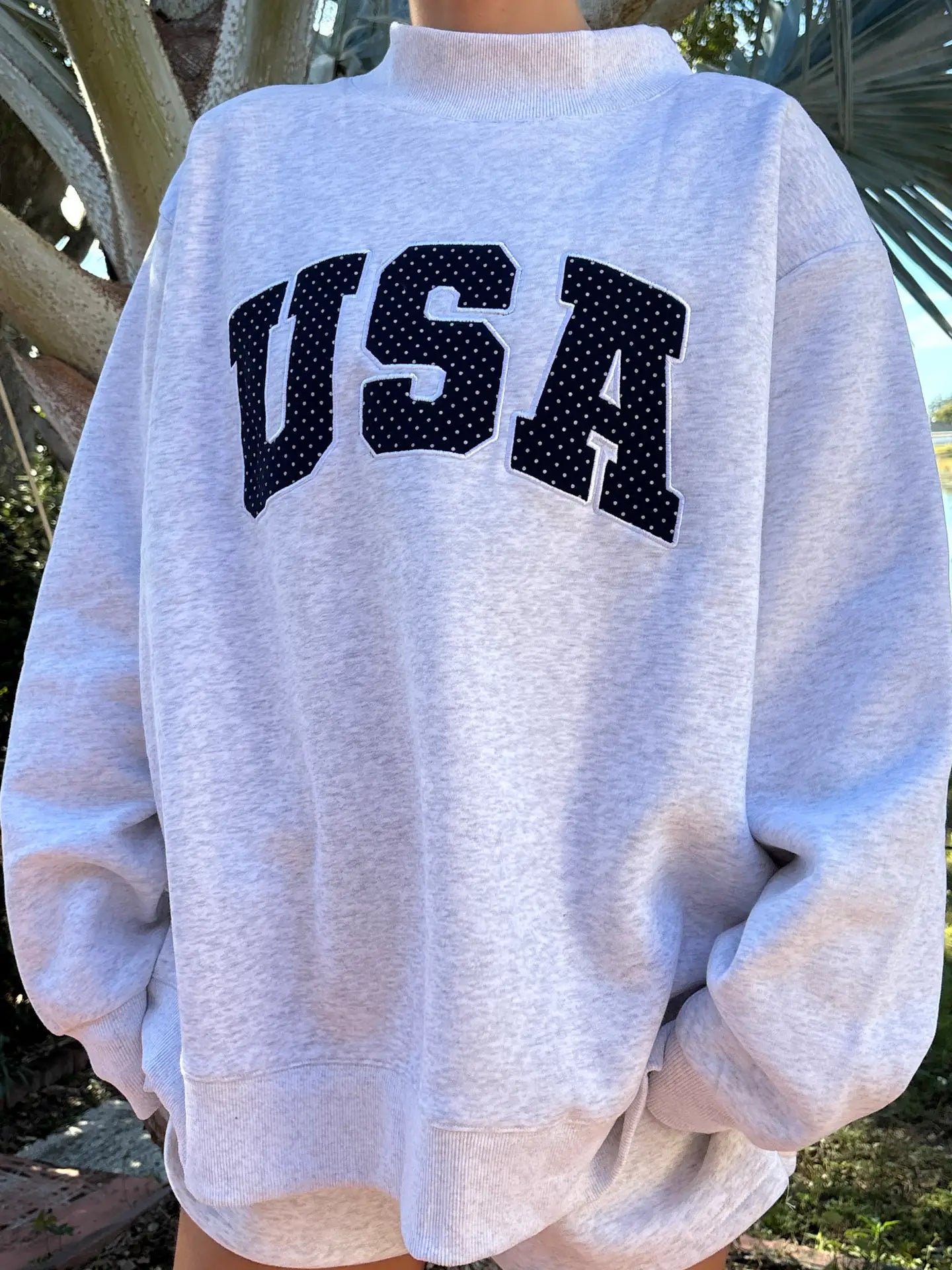 Polka Dot USA Mockneck Sweatshirt