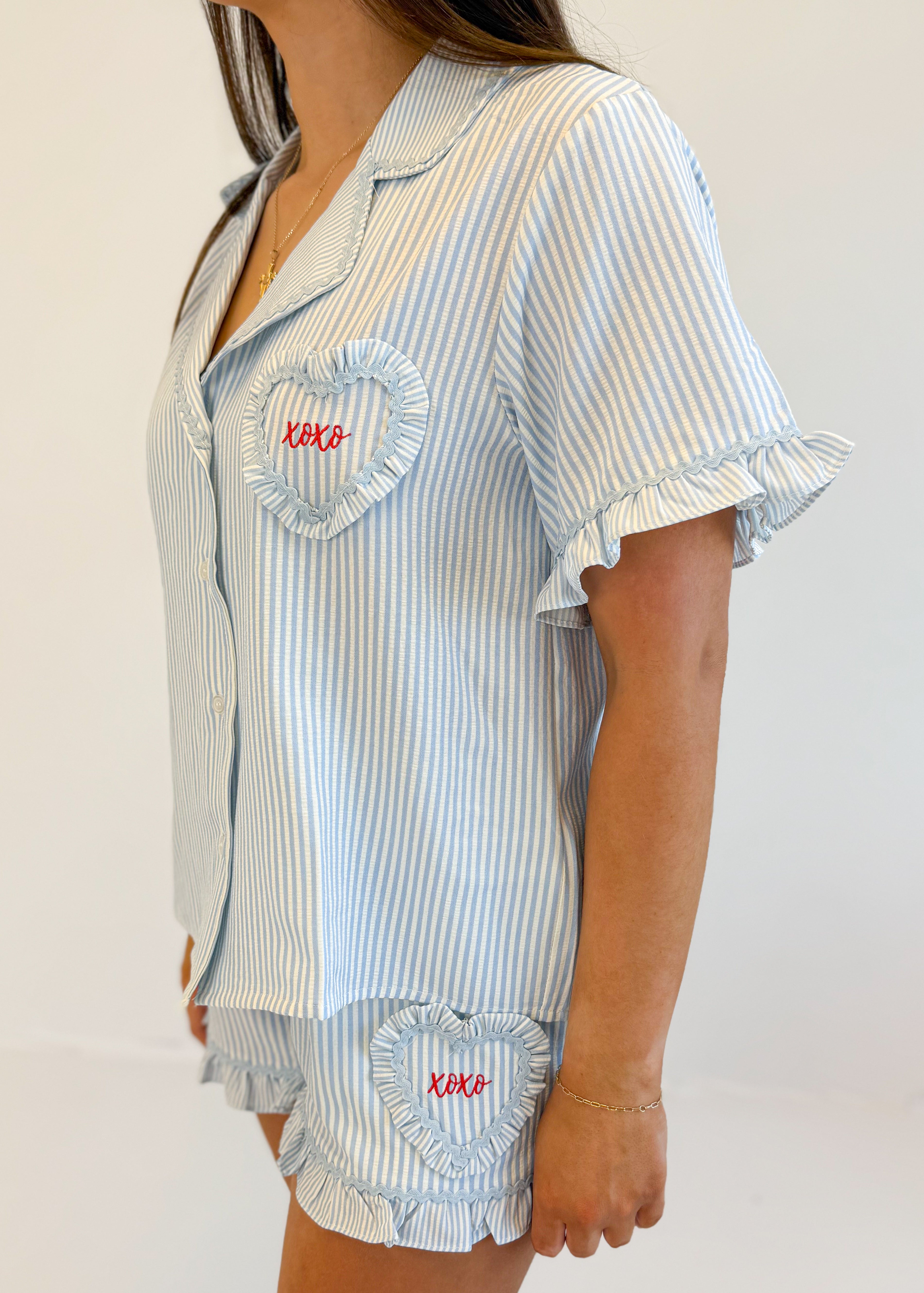 Sweetheart Striped Pajama Set