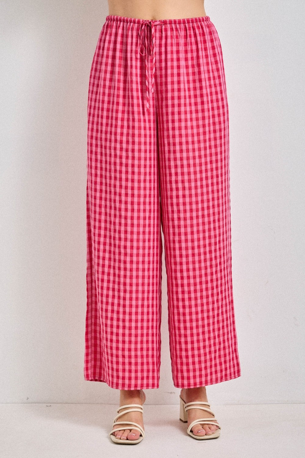 Danielle Gingham Print Drawstring Pants