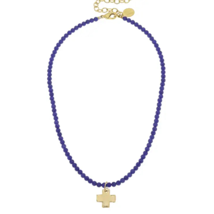 Gold Cross Beaded Necklace
