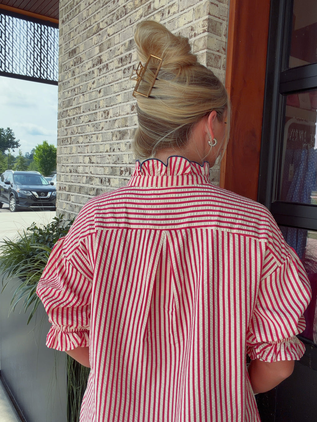 Pattern Play Ruffle Blouse