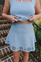 Agnes Bloom Eyelet Mini Skirt
