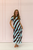 Aveline Striped Dress in Blue