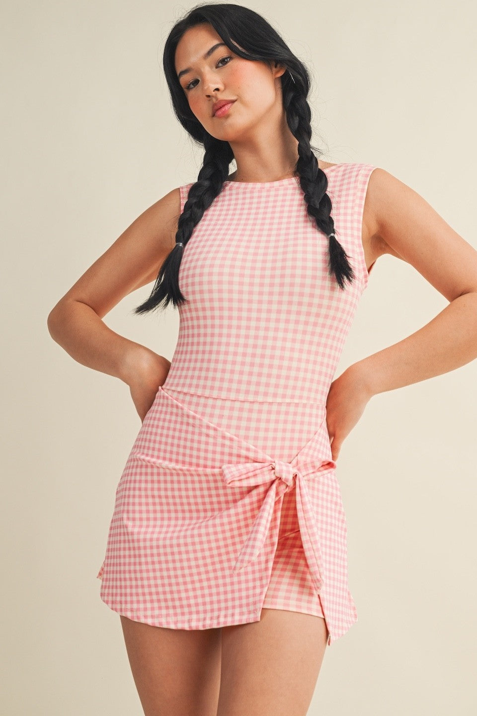 pink gingham wrap dress Hot Pink and Black Houndstooth Maxi Wrap Dress