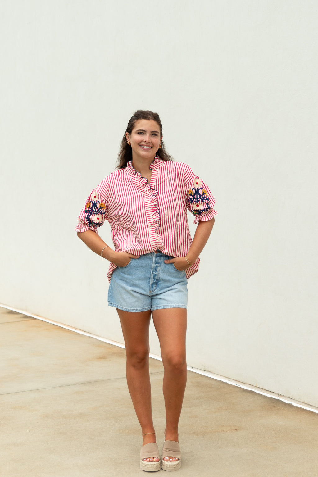 Pattern Play Ruffle Blouse