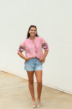 Pattern Play Ruffle Blouse