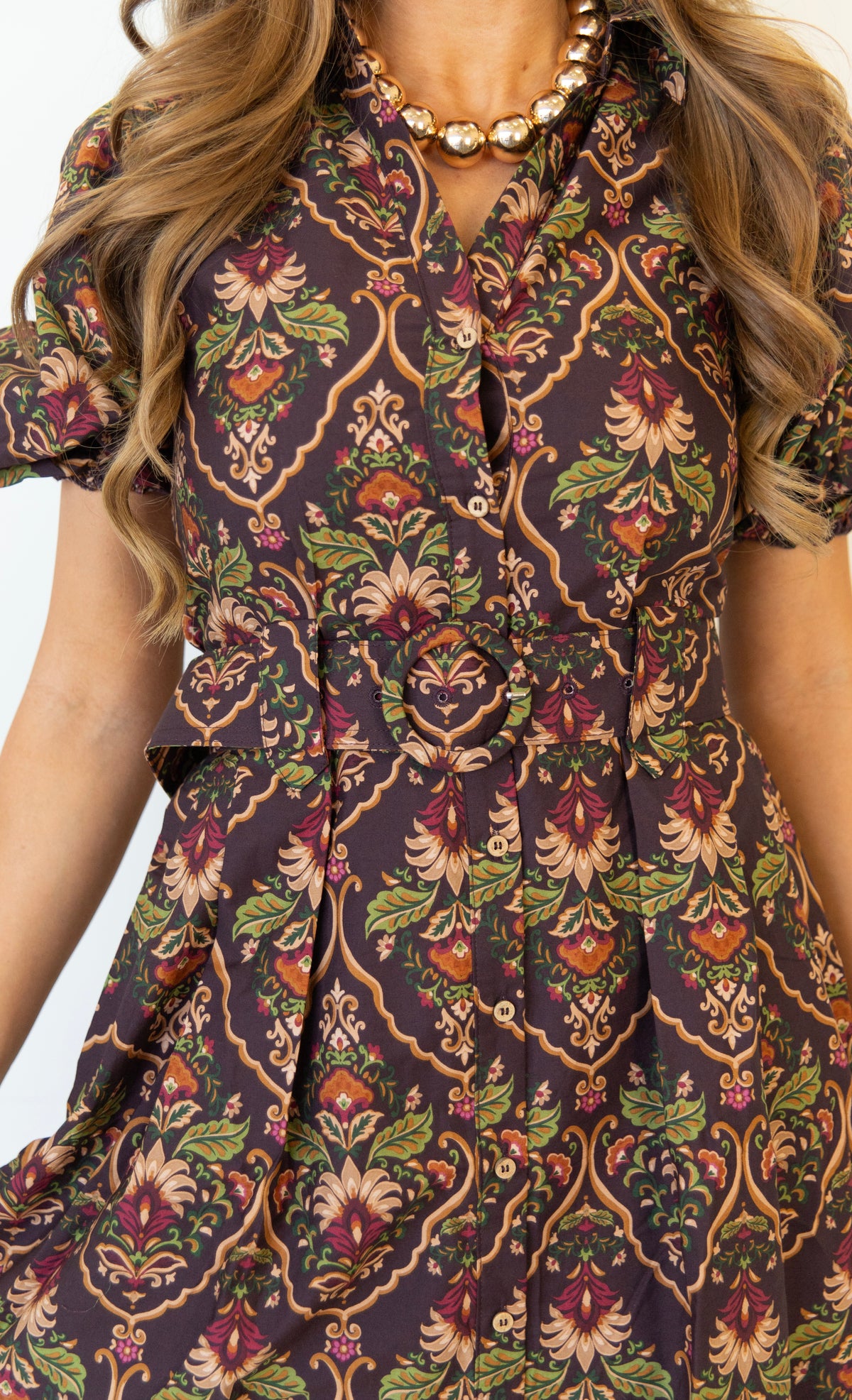 Lucy Puff Sleeve Midi Dress
