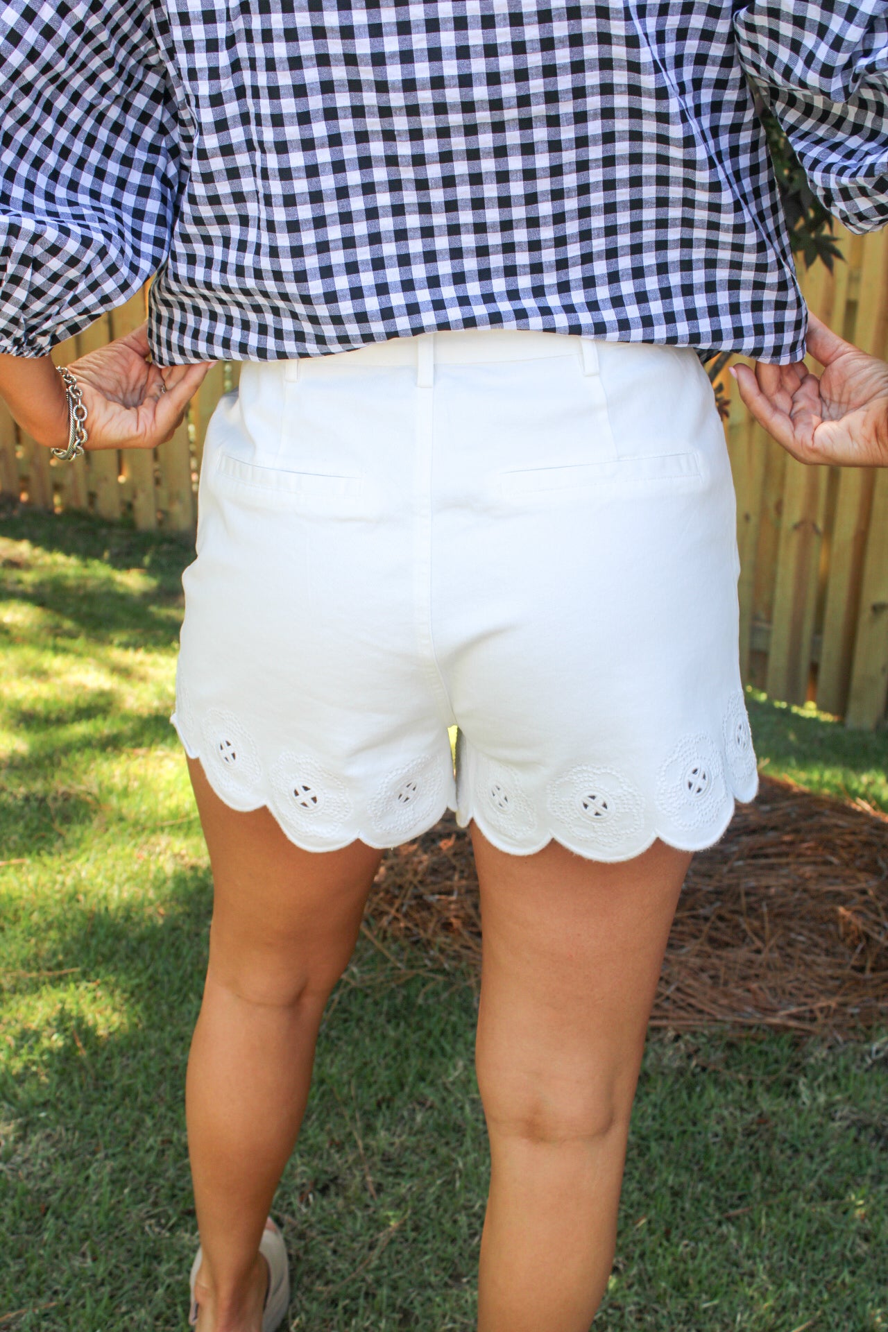 High Waist Eyelet Trim Shorts