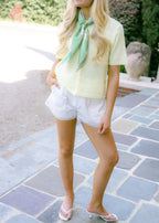 Lace-Edge Tailored High-Rise Shorts
