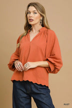 Simone Textured V-Neck Top