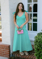 Braelyn Striped Bow-Strap Maxi Dress