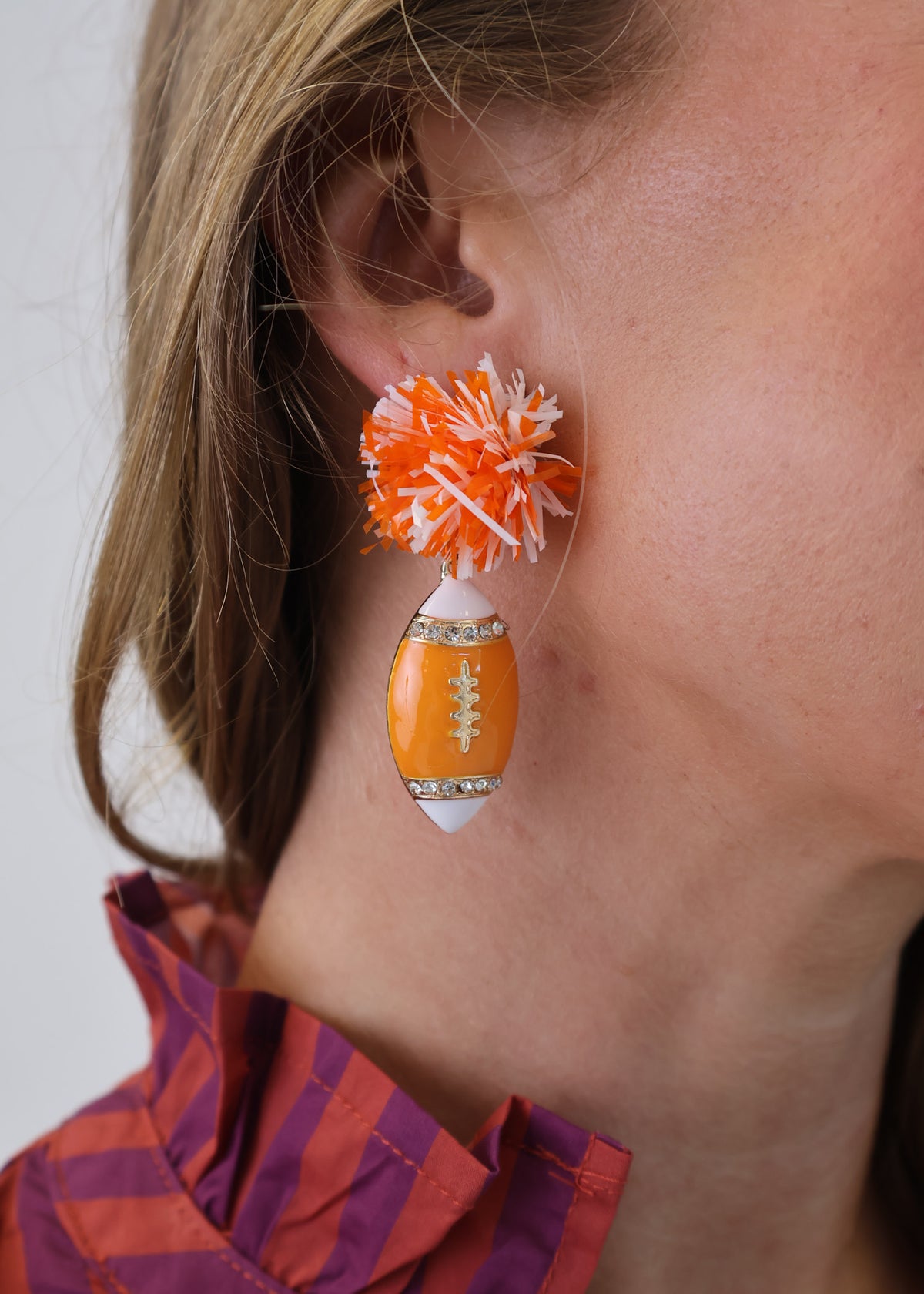 Pompom & Football Earrings