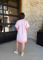 Maisie Striped Mixed V-Neck Mini Dress