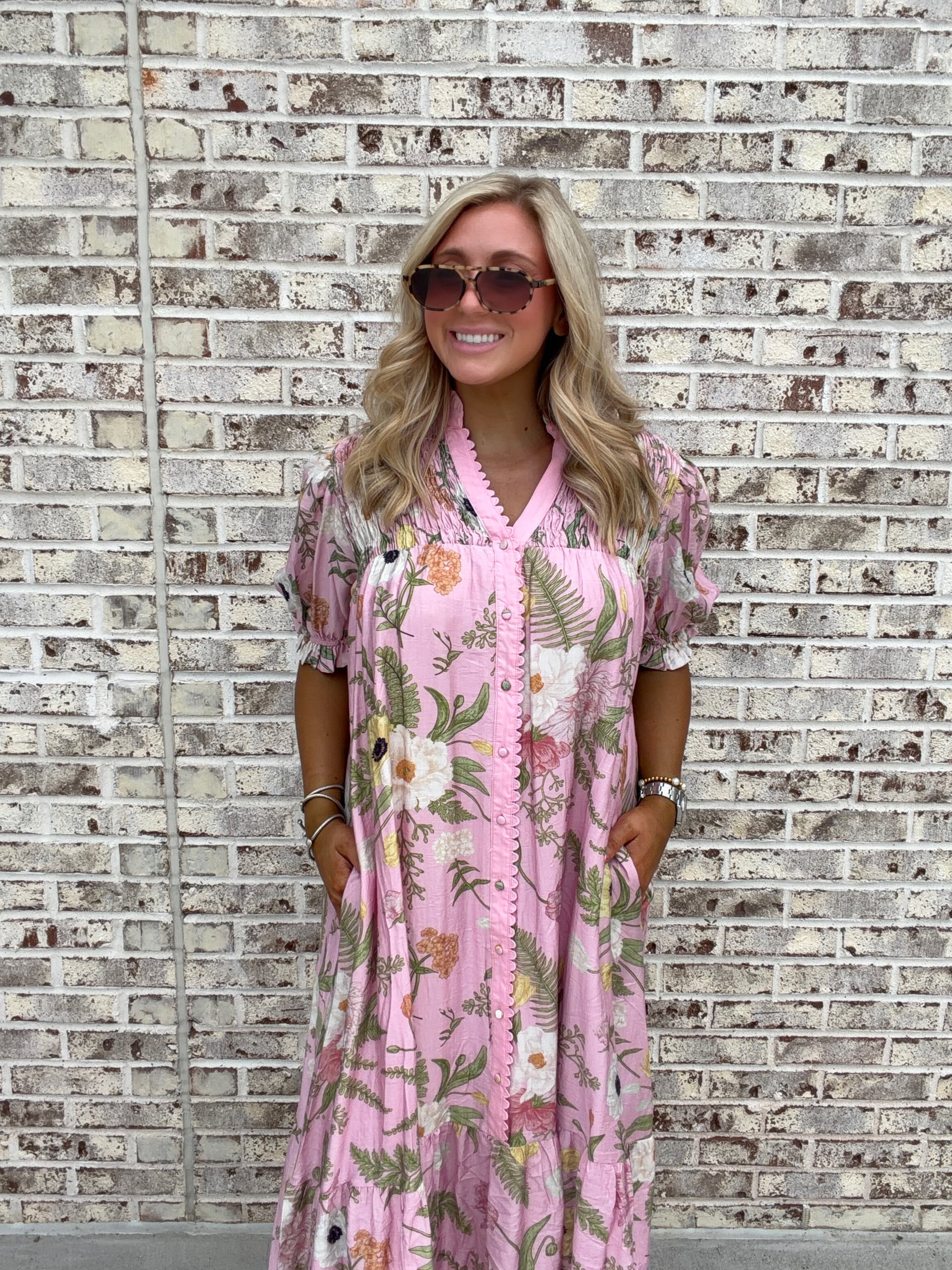 Eden Bloom Button Front Midi Dress