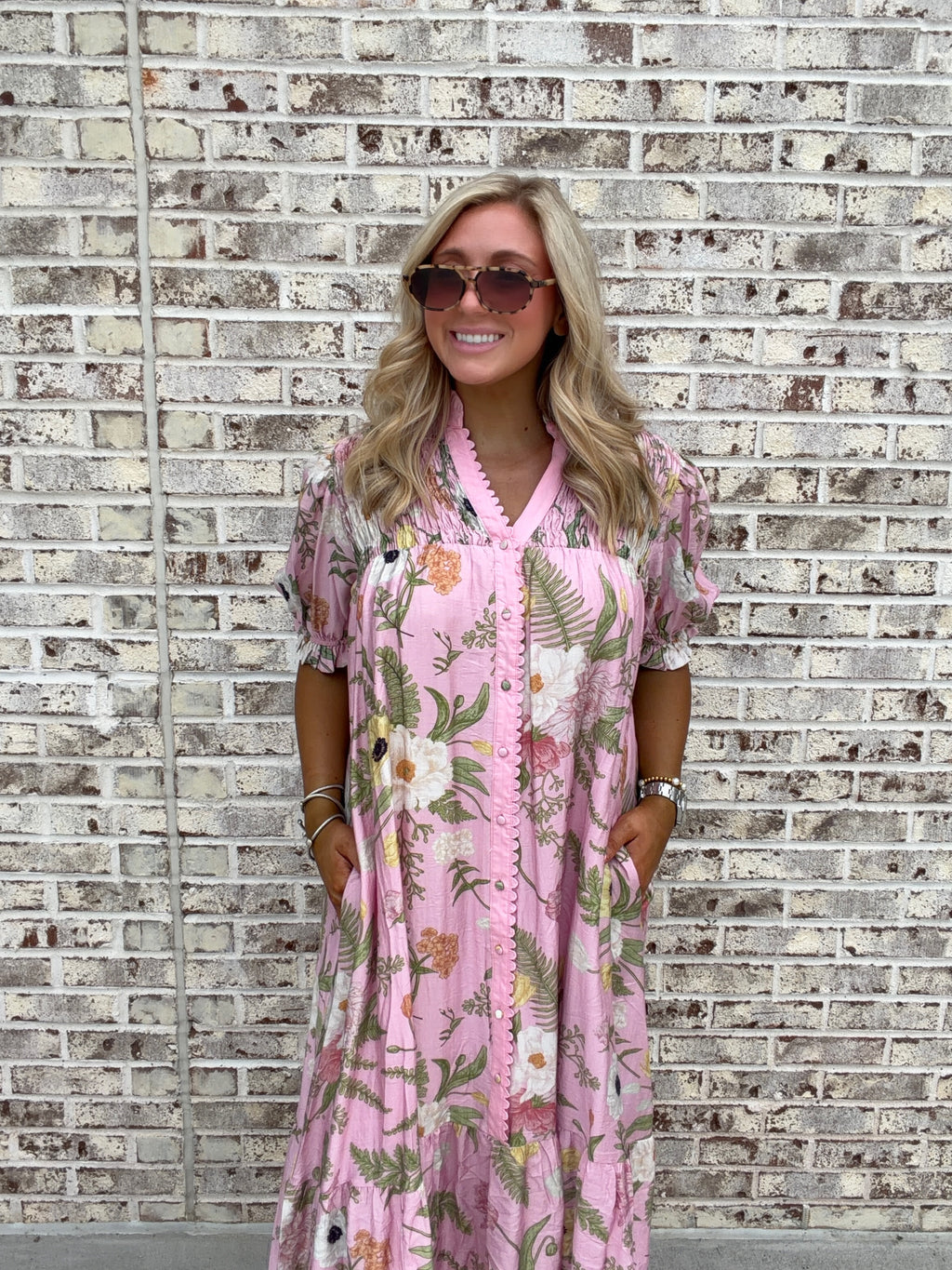 Eden Bloom Button Front Midi Dress
