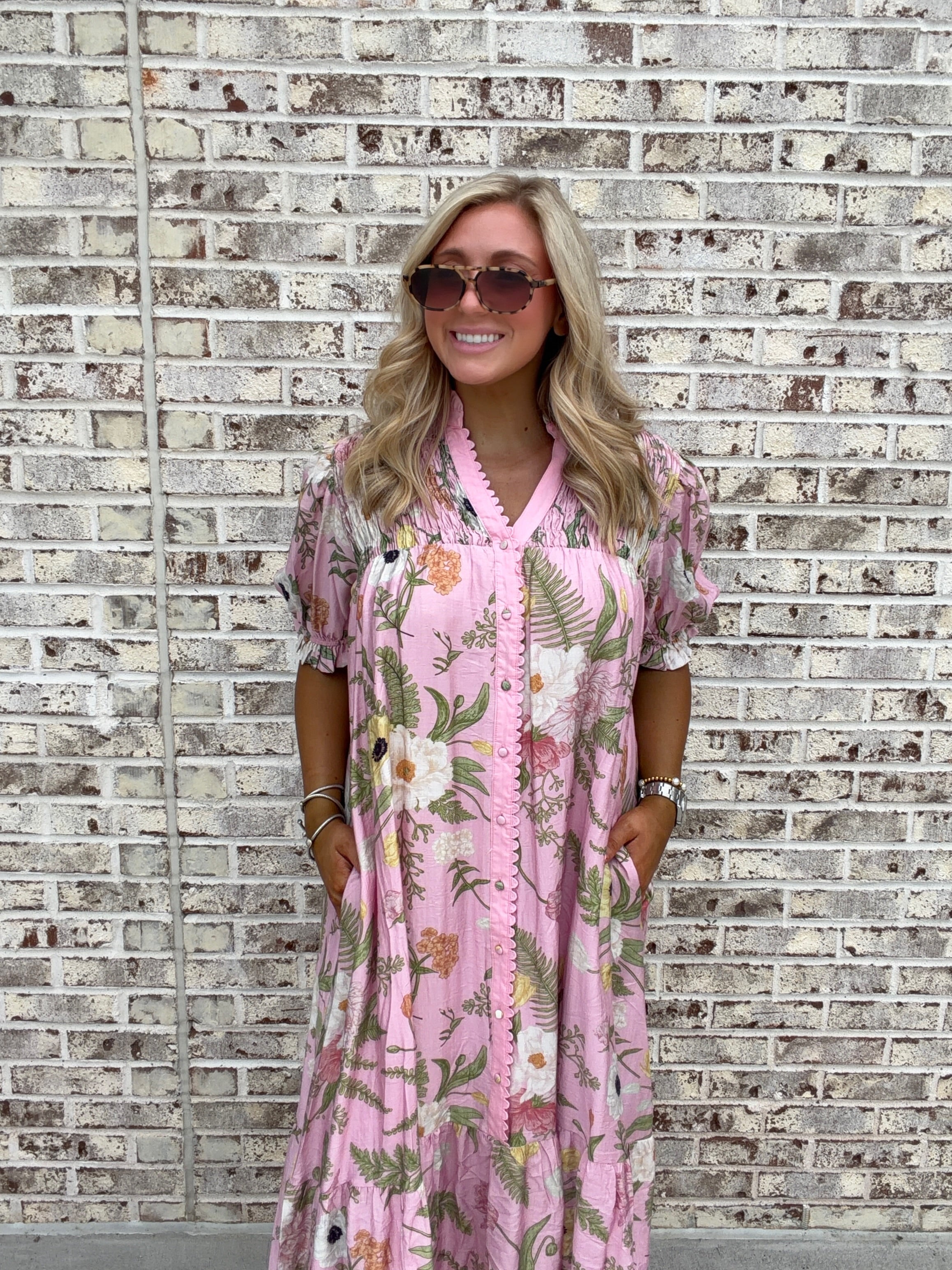 Eden Bloom Button Front Midi Dress