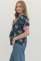 Kinsley Floral Contrast Trim Top