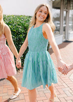 Aveline Smocked Stripe Mini Dress