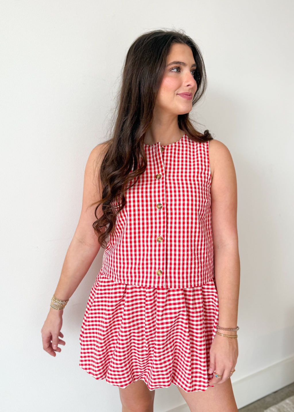 Lina Gingham Sleeveless Top