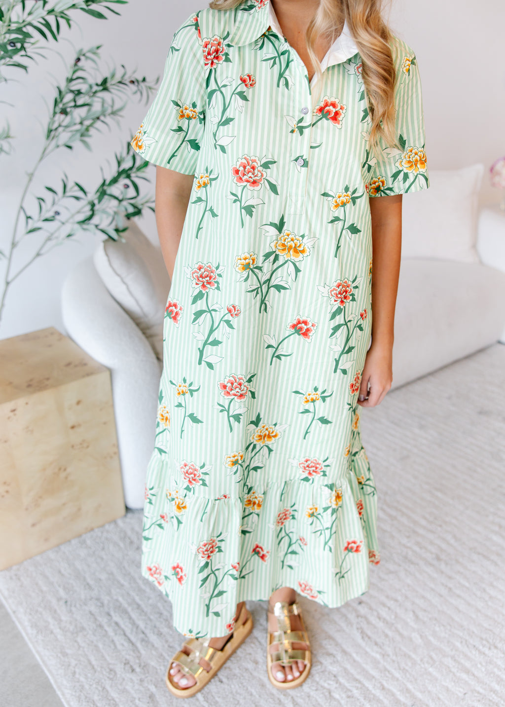 Marigold Floral Midi Dress