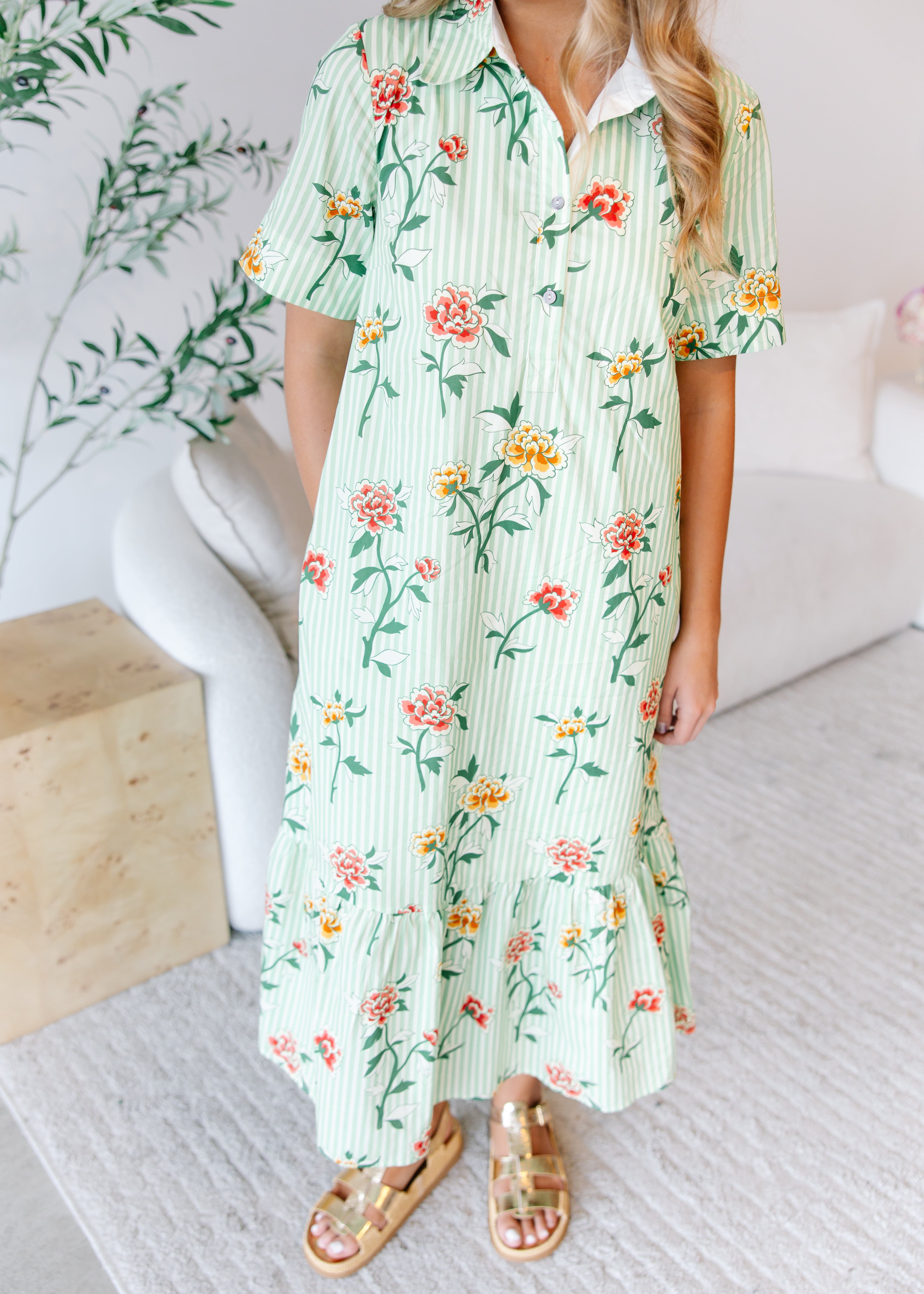 Marigold Floral Midi Dress