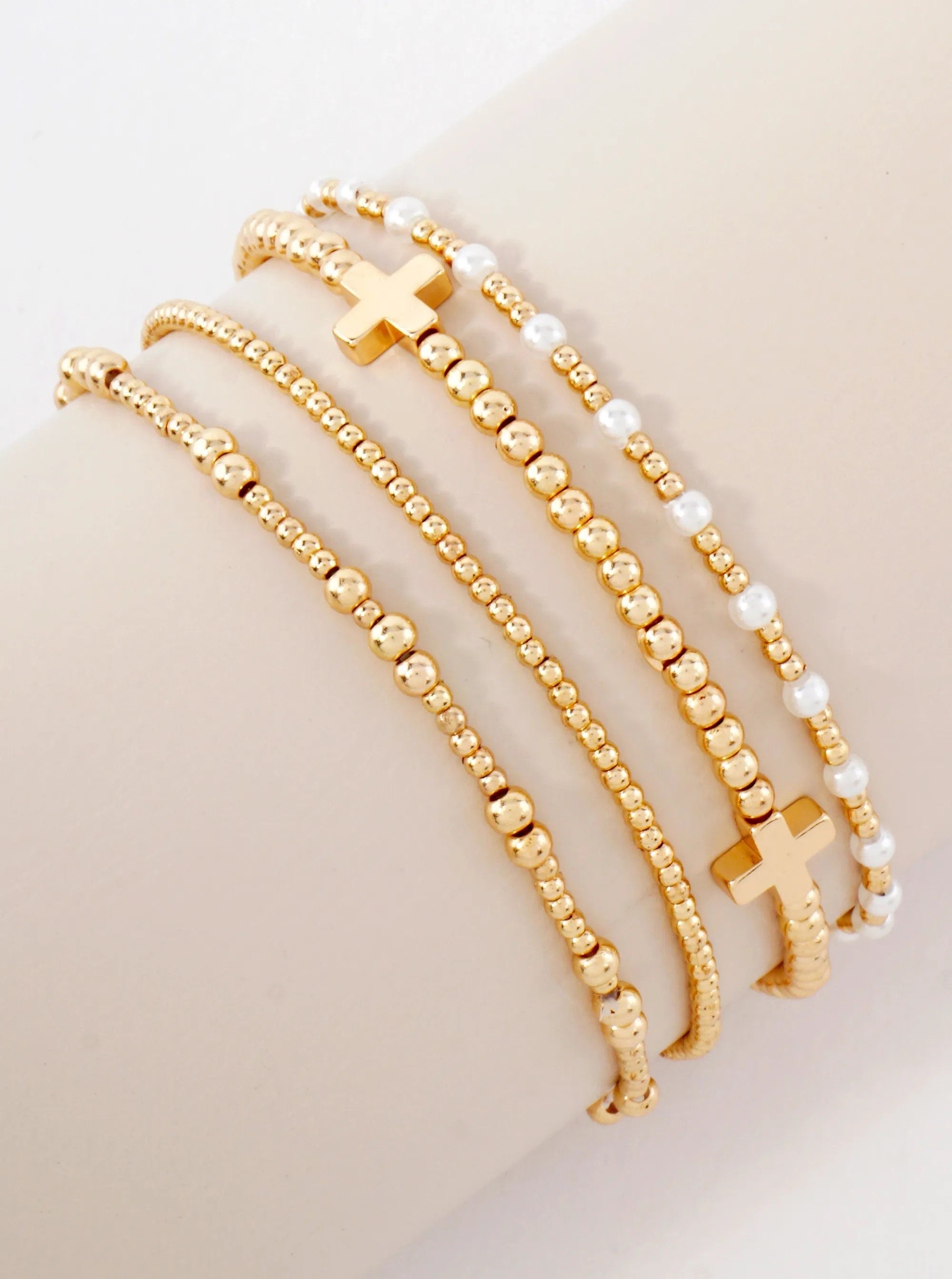 Lena Cross Accents Bracelet Set – 4 Pieces