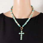 Grace Semi Precious Stone Cross Necklace