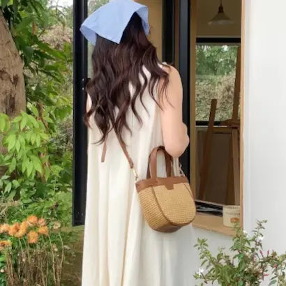 Straw Tote Crossbody Bag