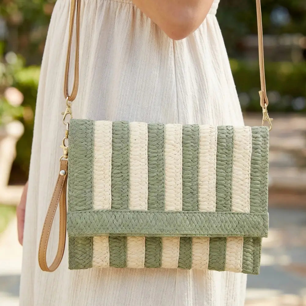 Tori Two-Tone Striped Clutch