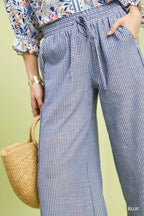 Colette Striped Wide-Leg Drawstring Pants