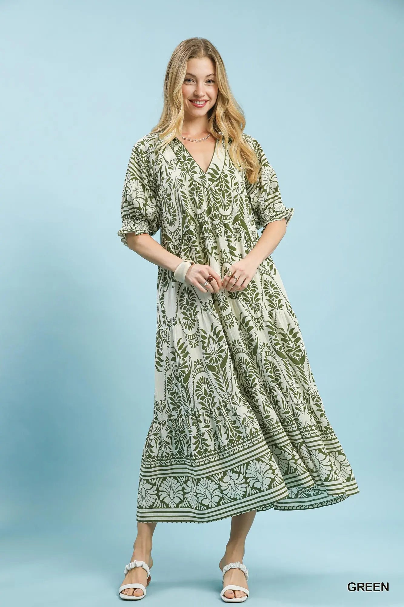 slim fit dress slacks Umgee Floral Print Tiered Babydoll Dress – Blue Zone Planet main image 0