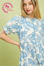 Lena Iris Print Tiered Midi Dress
