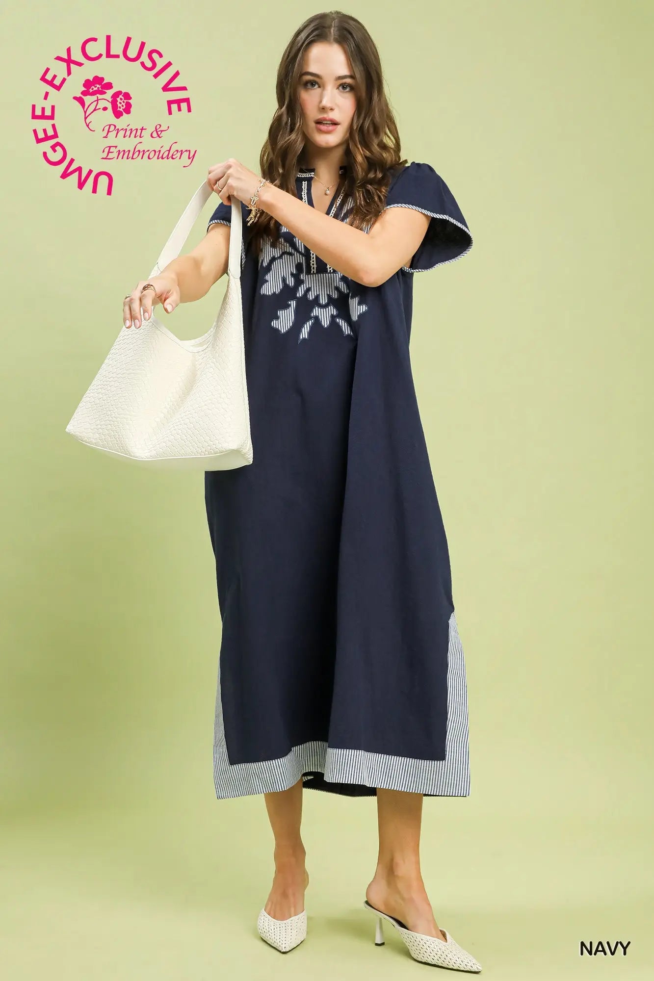 Celeste Embroidered Midi Dress