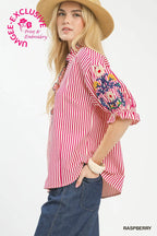 Pattern Play Ruffle Blouse